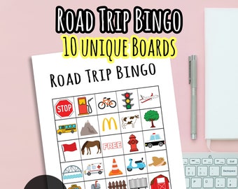 Road Trip Bingo Printable | Printable Games | Bingo Instant Download | Printable Games for Kids | Printable Car Trip Games for Kids