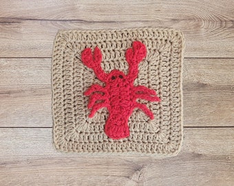 Lobster Granny Square Crochet Pattern | FRIENDS crochet pattern | He's her lobster Granny Square