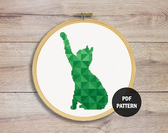 Geometric Cat Cross Stitch Pattern | Cat Cross Stitch Pattern | Animal Cross Stitch Pattern | Cat Wall Decoration