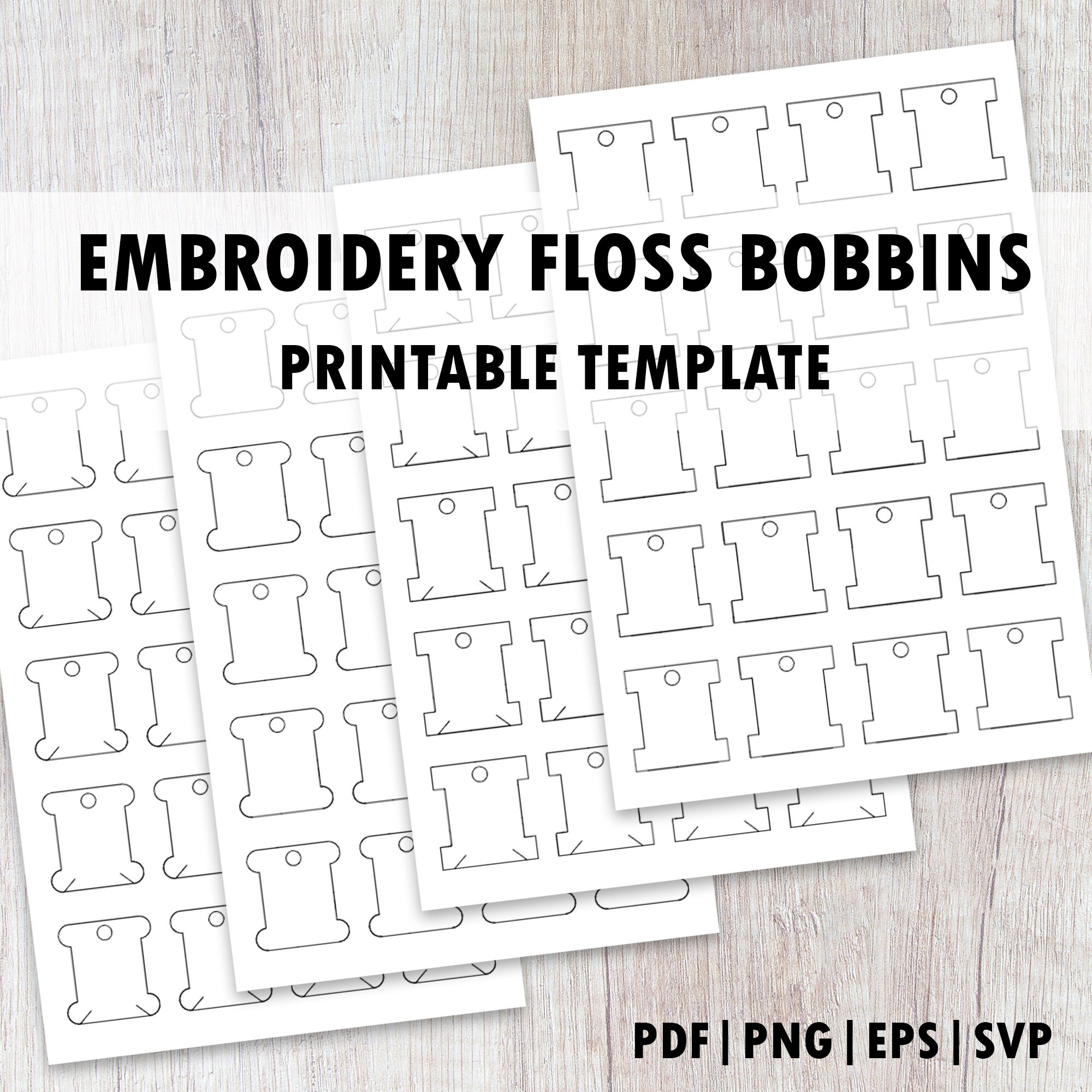 Embroidery Floss Bobbin Template Printable Template and Cut Etsy