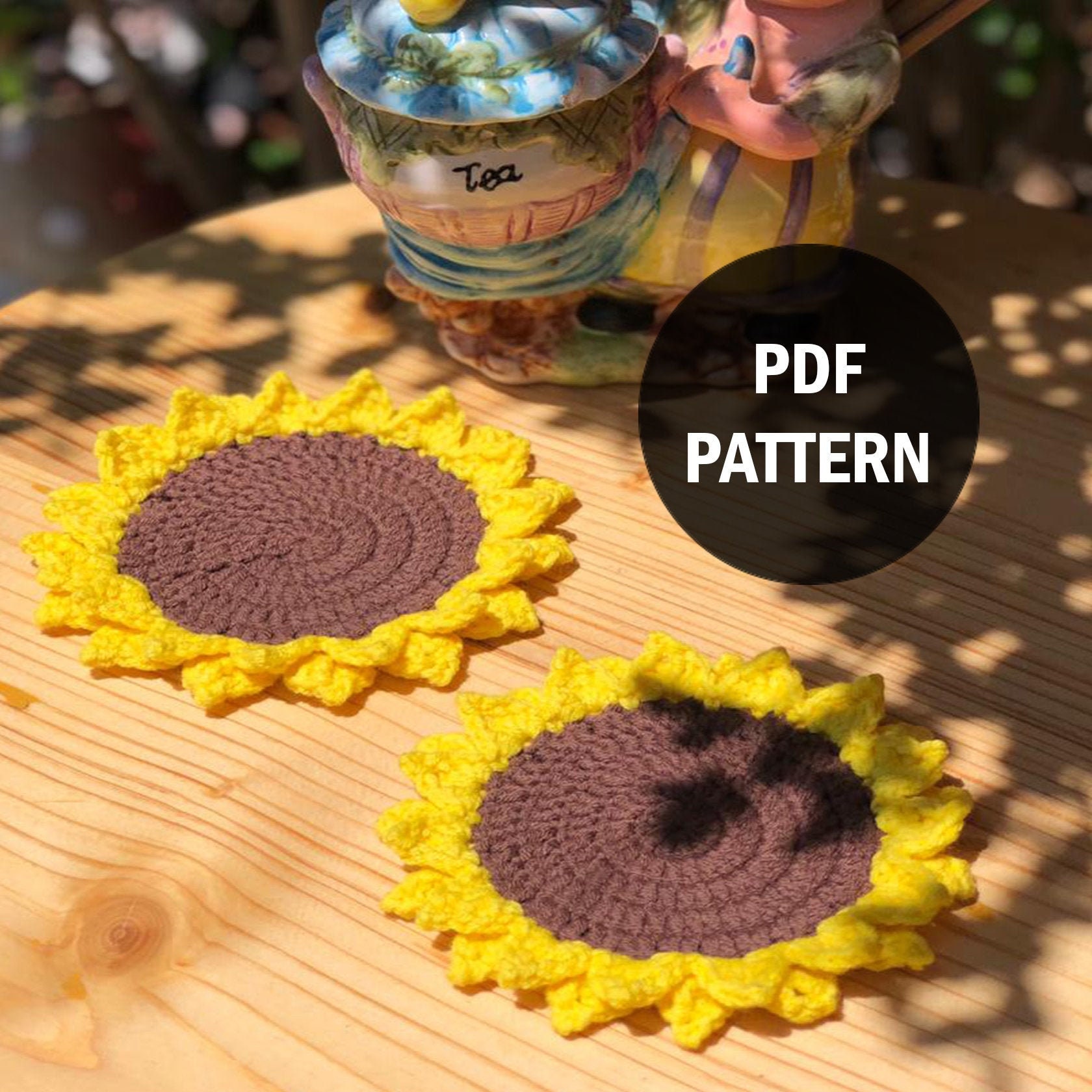 Sunflower Coaster Crochet Pattern Crochet Sunflower Coaster Etsy