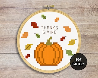 Thankgiving Cross Stitch Pattern | Pumpkin Cross Stitch Pattern | Fall Cross Stitch Pattern