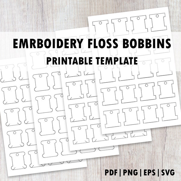 Embroidery Floss Bobbin Template | Floss Bobbin Printable Template SVG and Cut Files | Thread Organizer | Embroidery Bobbin Template