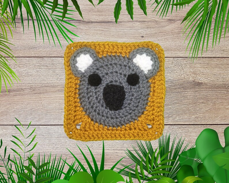 Koala Granny Square Crochet Pattern Crochet Jungle Blanket Etsy