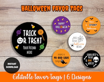 Editable Halloween Favor Stickers | Printable Halloween Favor Stickers | Treat Bag Labels | Halloween Favor Tags