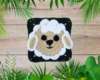 Sheep Granny Square Crochet Pattern | Crochet Animal Farm Blanket | Crochet Jungle Blanket | Crochet Animal Granny Square