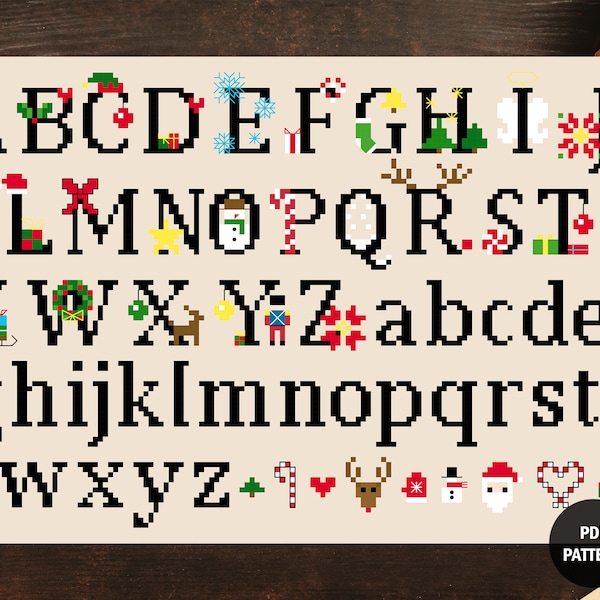 Christmas Alphabet Cross Stitch Pattern - Etsy