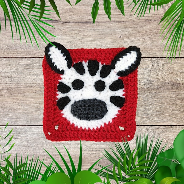 Zebra Granny Square Crochet Pattern | Crochet Jungle Blanket | Crochet Animal Granny Square