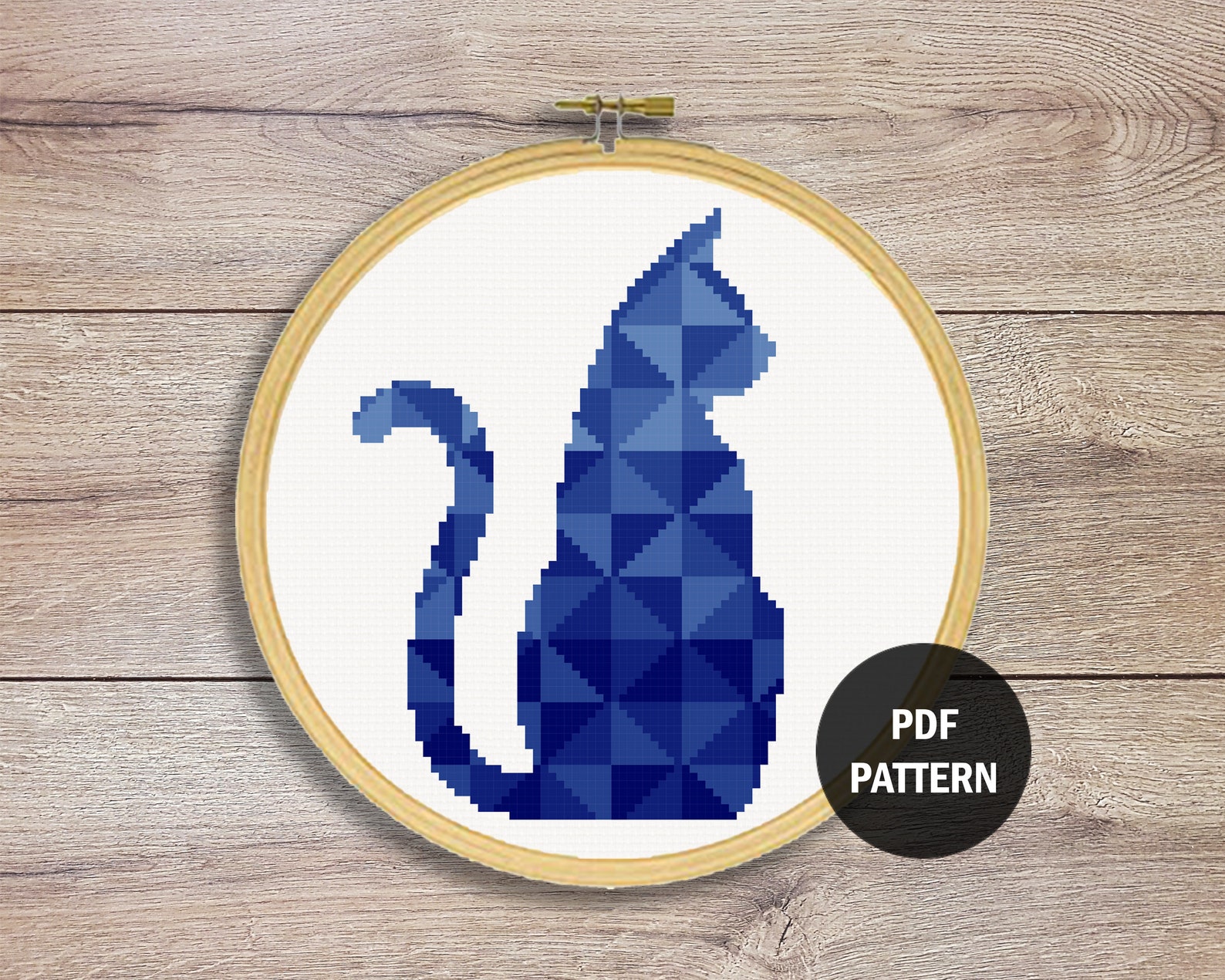Geometric Cat Cross Stitch Pattern Cat Cross Stitch Pattern Etsy