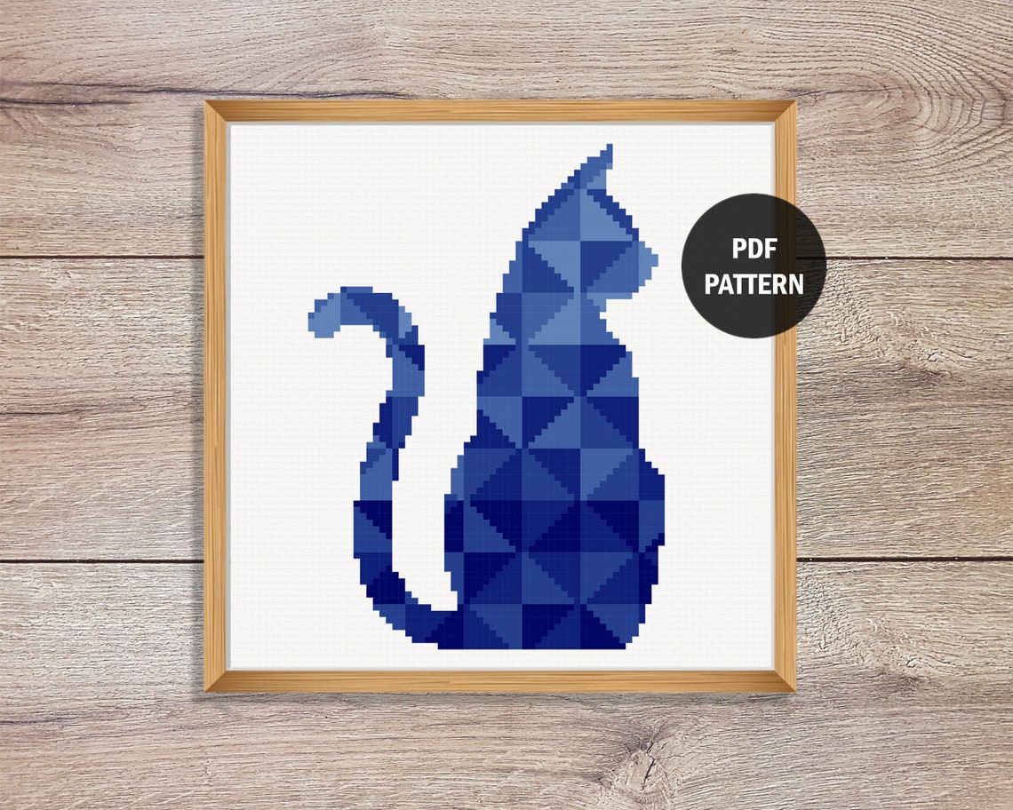 Geometric Cat Cross Stitch Pattern Cat Cross Stitch Pattern Etsy