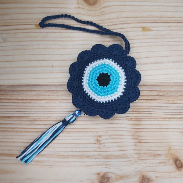 Evil Eye Wall Hanging Crochet Pattern | Evil Eye Crochet Pattern | Evil Eye Keychain Crochet Pattern | Evil Eye Ornament Crochet Pattern