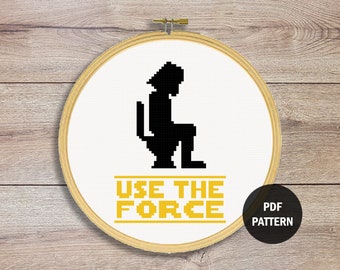 Use the Force Cross Stitch Pattern | Darth Vader Bathroom Cross Stitch Pattern | Star Wars Cross Stitch