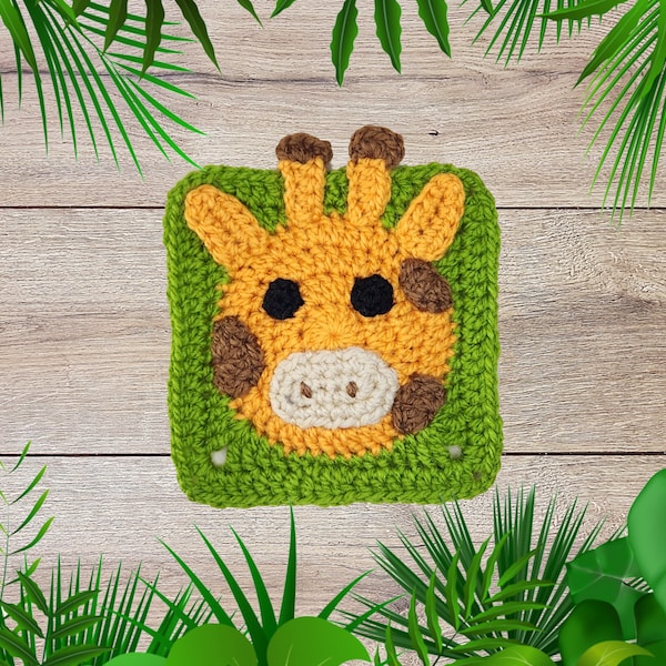 Giraffe Granny Square Crochet Pattern | Crochet Jungle Blanket | Crochet Animal Granny Square