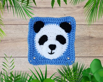 Panda Granny Square Crochet Pattern | Crochet Jungle Blanket | Crochet Animal Granny Square Blanket