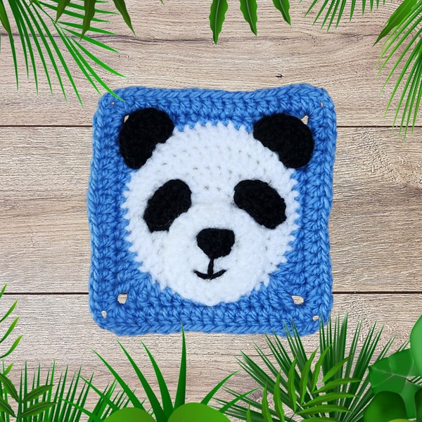 Panda Granny Square Crochet Pattern | Crochet Jungle Blanket | Crochet Animal Granny Square Blanket