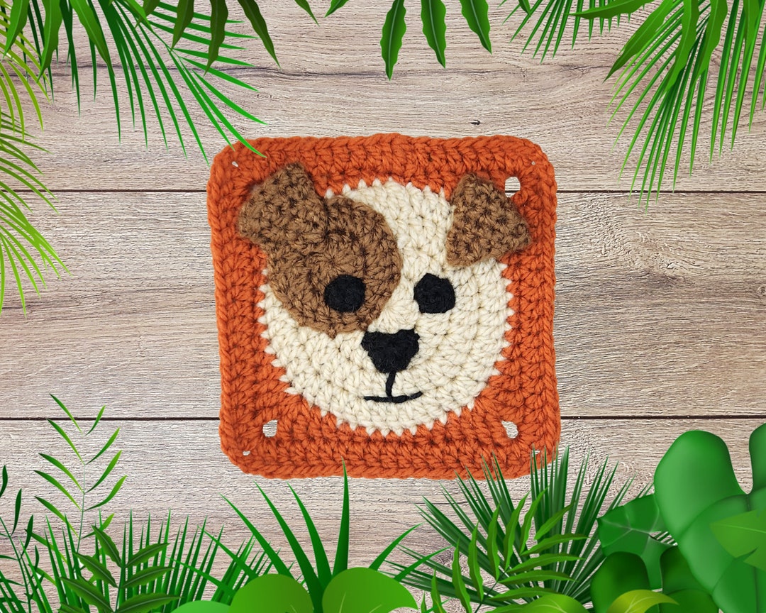 Dog Granny Square Crochet Pattern Crochet Jungle Blanket Crochet Animal