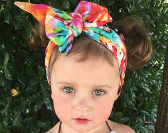 Tie dye head wrap, Baby Girl Headwrap, Tie Dye Headwrap, Retro baby head wrap, Toddler  Headwrap, Big Bow headwrap, Infant-Adult
