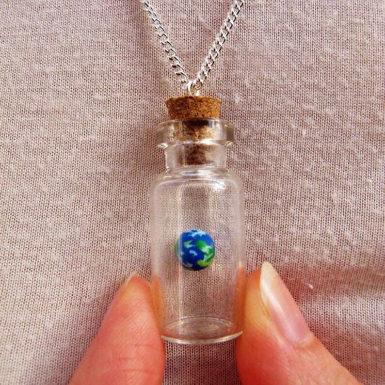 Earth in a Bottle Necklace Etsy