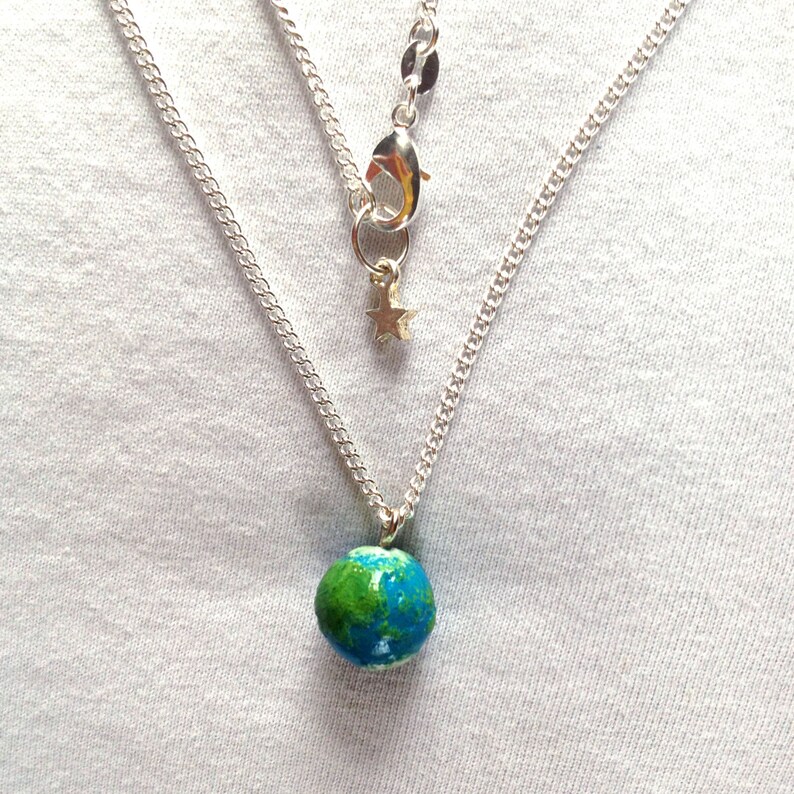 Earth Necklace on a Sterling Silver Chain. Etsy