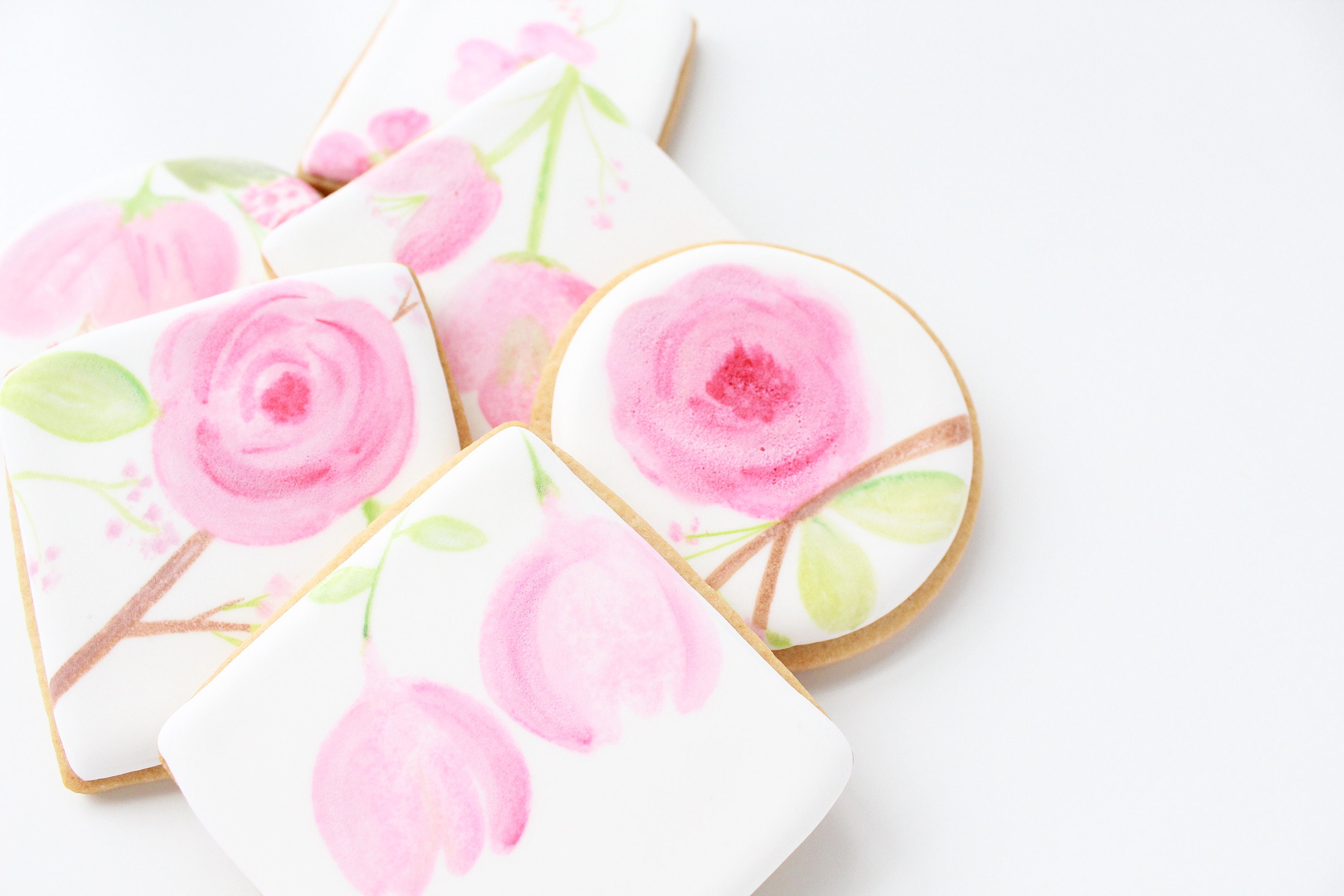 Floral Cookies Flower Sugar Cookies Watercolor Cookies Etsy