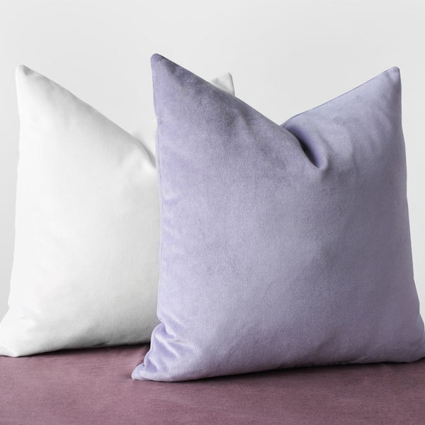 Lilac Purple Velvet Pillow Cover Pastel Purple Cushion Lavender Purple Pillows Cotton Velvet Lumbar Pillow Light Purple Throw Pillows