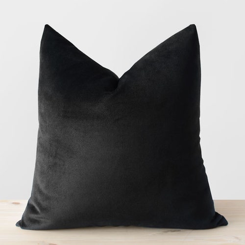 Black Velvet Pillow Cover Solid Black Throw Pillows Black Etsy