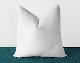 White Velvet Pillow Cover Solid White Throw Pillows White Lumbar Cushion Modern Minimalist White Home Decor Monochrome 18x18 20x20 22x22