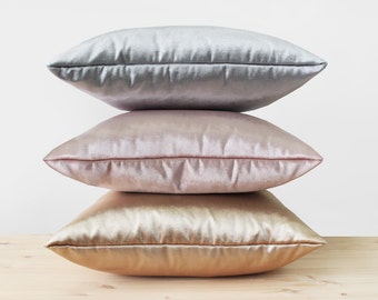 Metallic Velvet Pillow Cover Gold Silver Rose Gold Velvet Pillows Sheen Velvet Cushion Modern Luxury Shiny Solid Rosegold Velvet Pillows