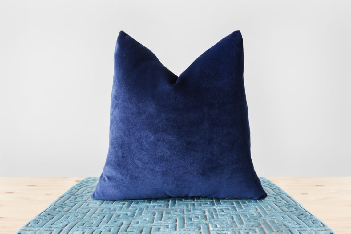 Dark blue velvet pillow cover navy velvet throw pillows etsy
