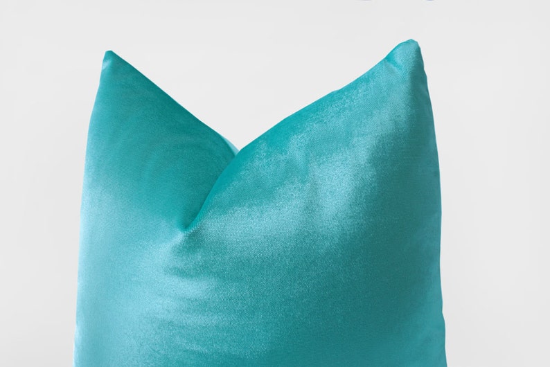 Turquoise Velvet Pillow Cover Turquoise Throw Pillow Modern Etsy