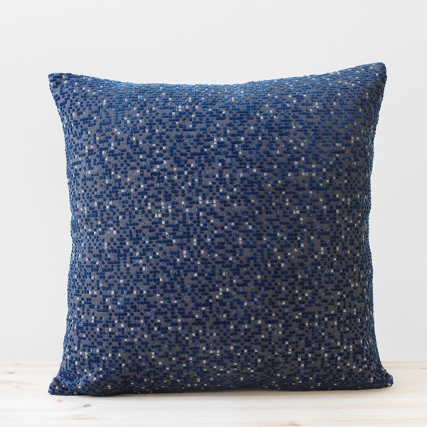 Navy Blue Pillow Cover Blue and Gray Geometric Pillows Modern Decorative Throw Cushion Minimal Home Decor Navy White Dot Lumbar 20x20