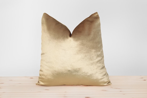 Gold Velvet Pillow Cover Solid Gold Gold velvet pillow set of 2 Solid
