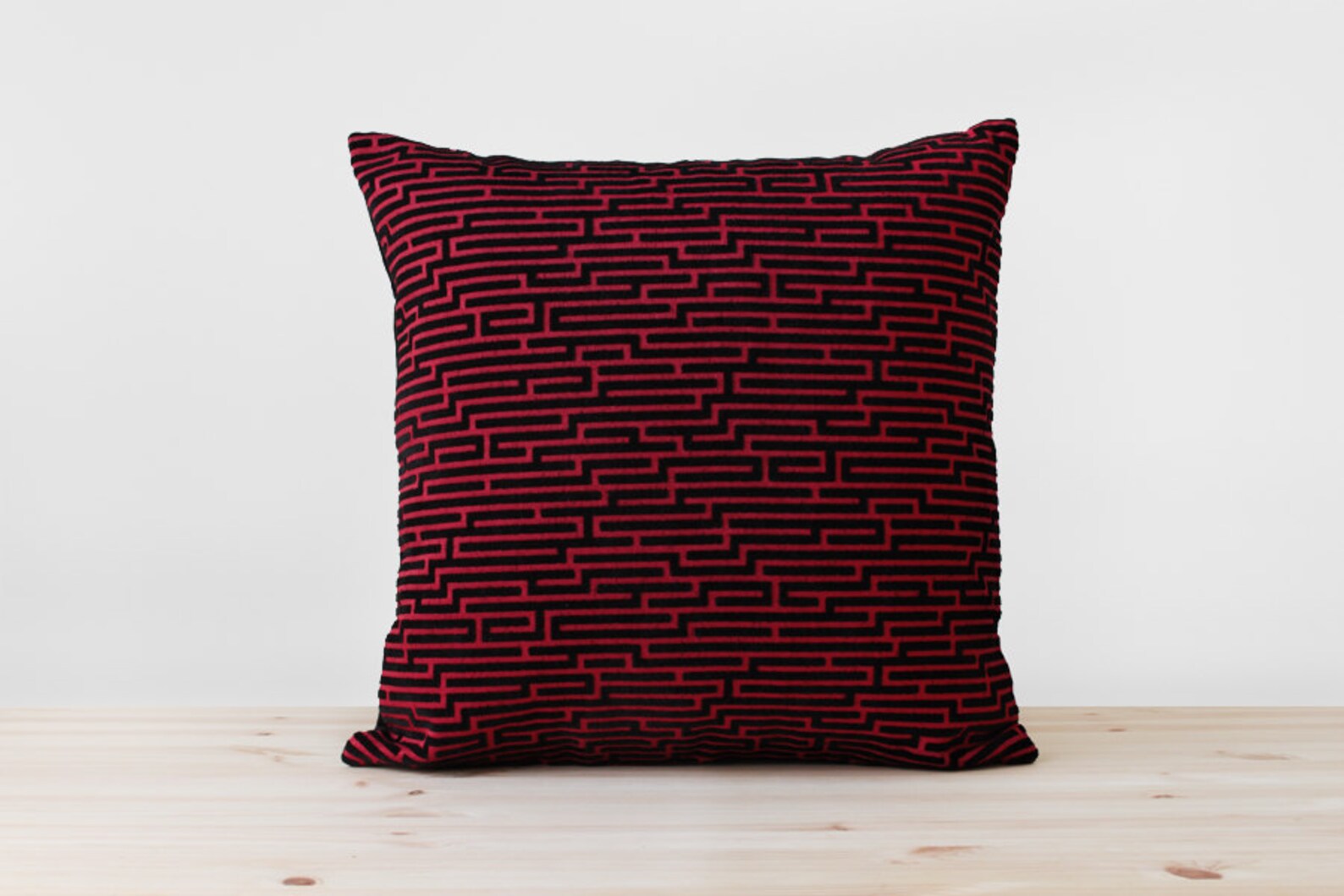 Black and Red Geometric Velvet Pillow Modern Cushion Cover Etsy