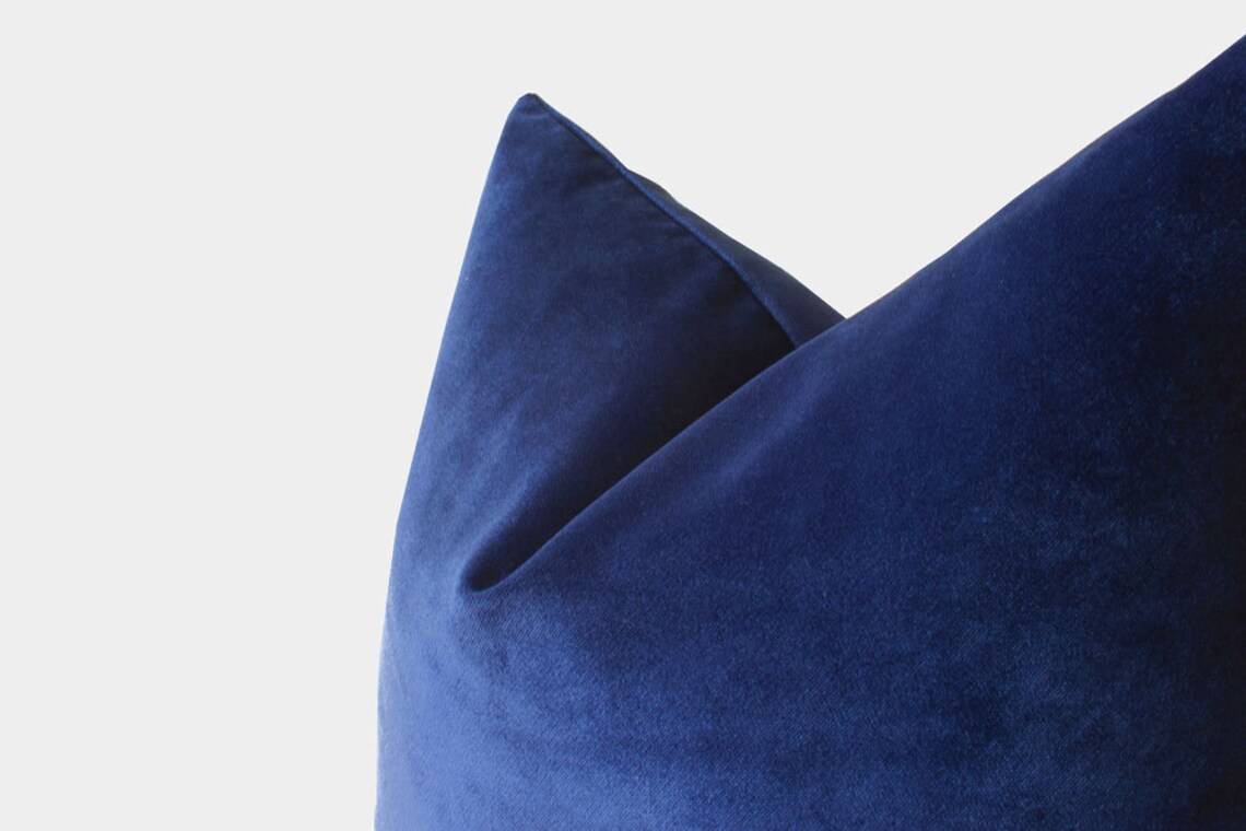 Dark Blue Velvet Pillow Cover Navy Velvet Throw Pillows Etsy