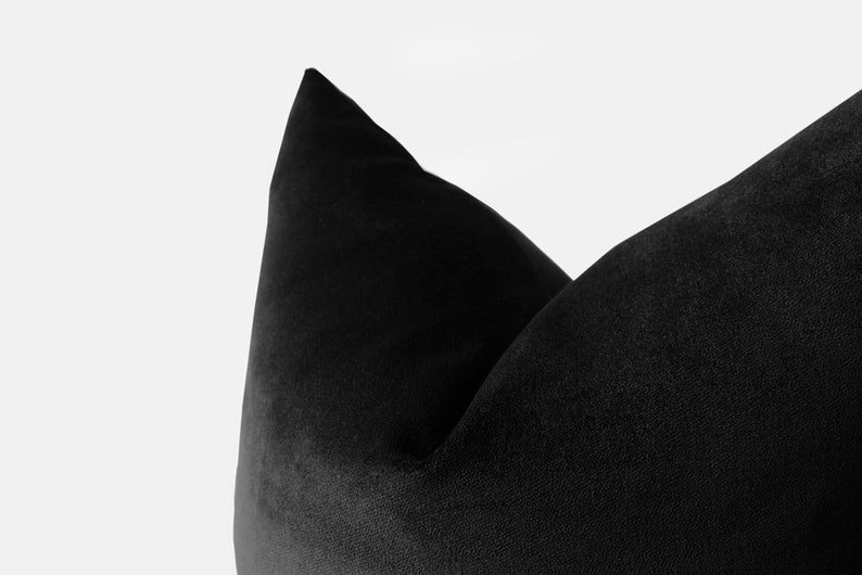 Black Velvet Pillow Cover Solid Black Throw Pillows Black Etsy