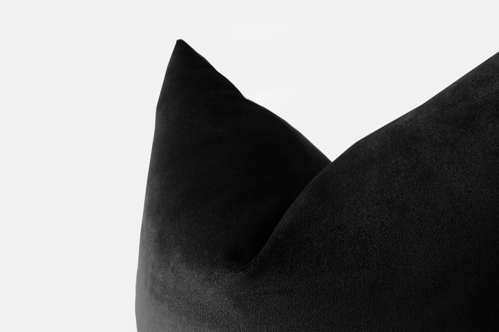 Black Velvet Pillow Cover Solid Black Throw Pillows Black Etsy
