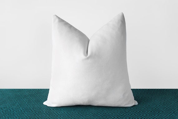 White Velvet Pillow Cover Solid White Throw Pillows White Lumbar Cushion  Modern Minimalist White Home Decor Monochrome 18x18 20x20 22x22 