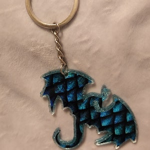 Blue Dragon - Keychain - Gift - Custom - Glitter