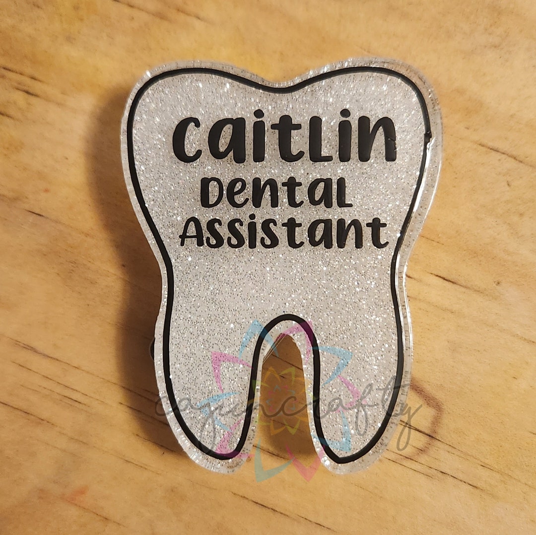 Tooth Glitter Name Tag Work Name Tag ID Personalized Custom
