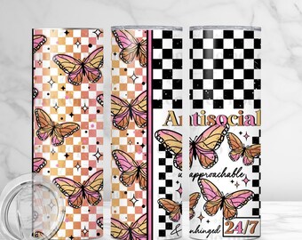 Antisocial butterfly -Skinny Tumbler Cup 20 oz Sublimation