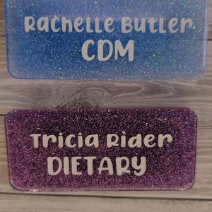 Magnetic Glitter Name Tag - Work Name Tag - ID - Personalized - Custom