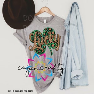 Lucky Green Leopard Clover Shamrock - ADULT - shirt - unisex - holiday - clover - leopard