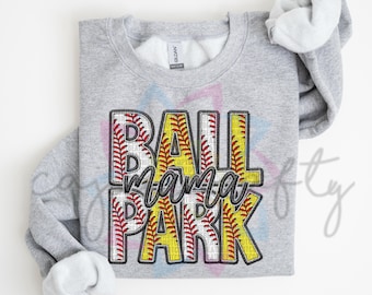 Ballpark Mama Sister Aunt Gigi Mimi - Sports - Baseball Softball - Faux Embroidery