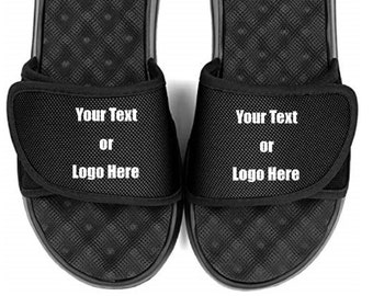 Custom designed massaging recovery athletic slides with your personal or business logo.