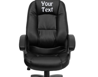Custom Designed Deep Curved Lumbar Executive Chair With Your Personalized Name & Graphic