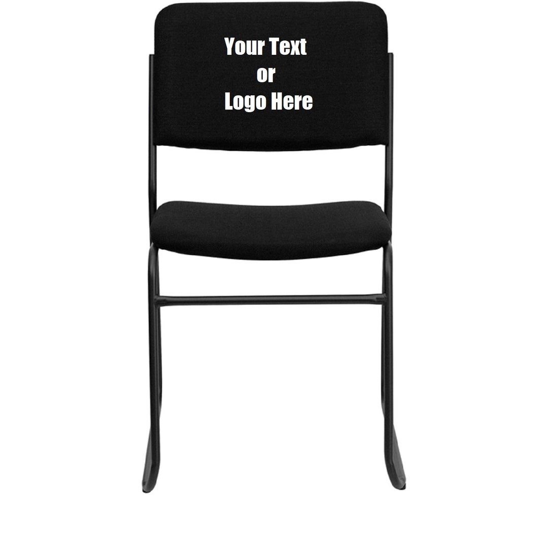Personalized Stackable Chairs Custom Designed High Density Black Stacking Chair With Sled Base With ...