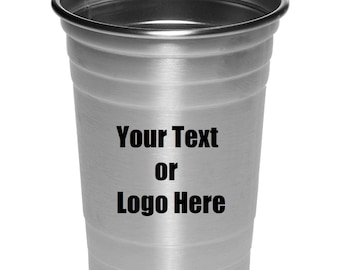 Custom Personalized Designed Stainless Steel Beer Cups, Wedding Favors, Bridal & Bachelor Parties 16 Oz  (Lot of 24)