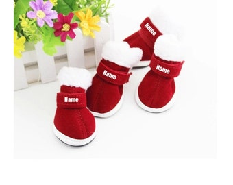 Custom Personalize Design Your Puppy Dog Christmas Shoes Booties Boots (pet Clothing)