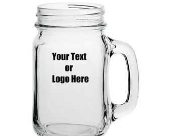 Custom Personalized Designed Libby Mason Jars with Handle, Wedding Favors And Personalized Bar Glasses 16 Oz  (Lot of 72)