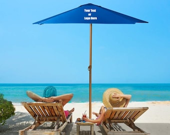 Custom Personalized Sturdy 8ft Shade Vented Patio Umbrella Aluminum Poles with Polyester Canopy Portable for Beach Outdoor UV Protection